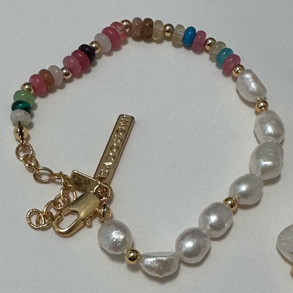 Lele Sadoughi Gold and Multicolor Beaded Bracelet - Picture 3 of 5